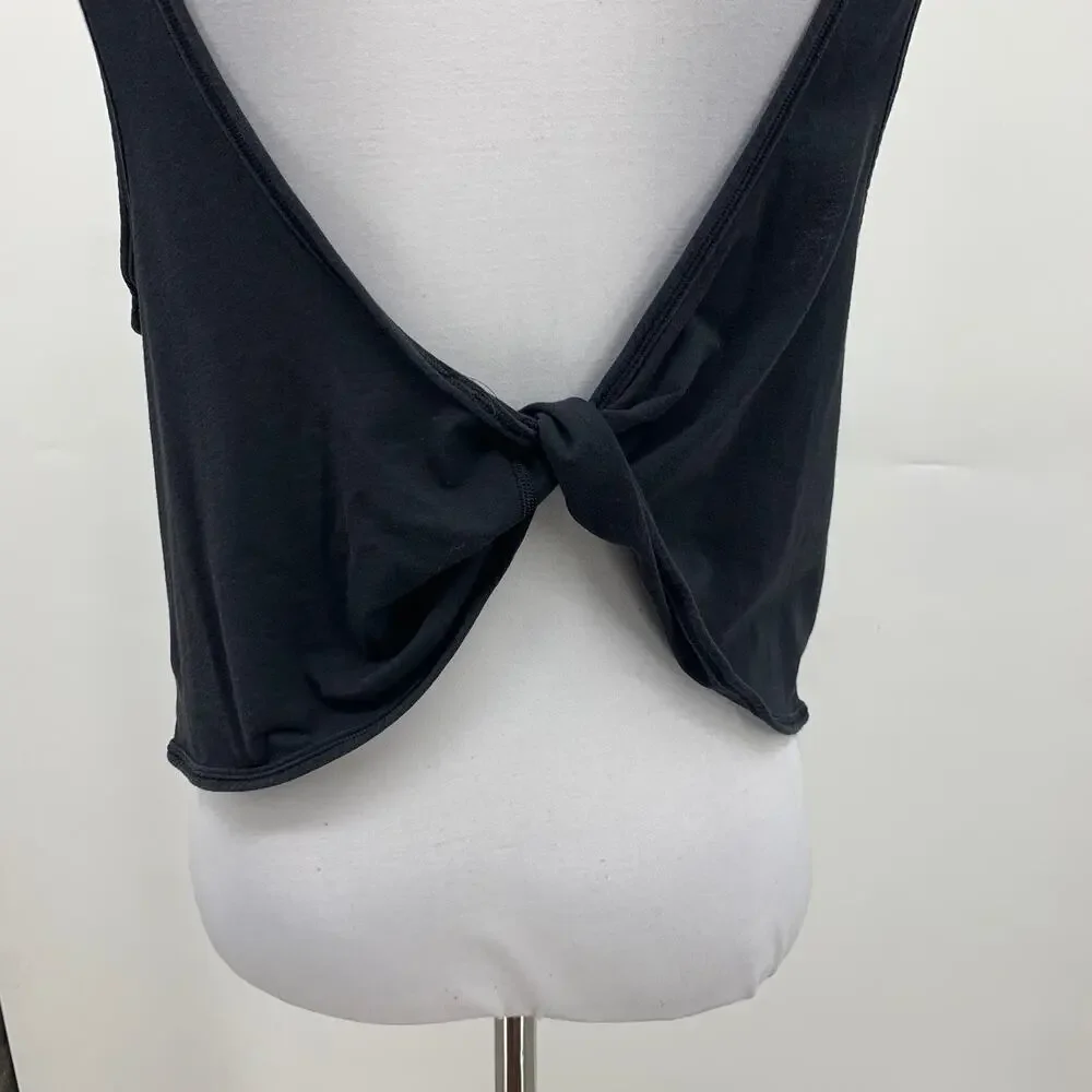 Lululemon Tank Top Womens 8 Black Sleeveless Open Back Twisted Lowcut Armholes